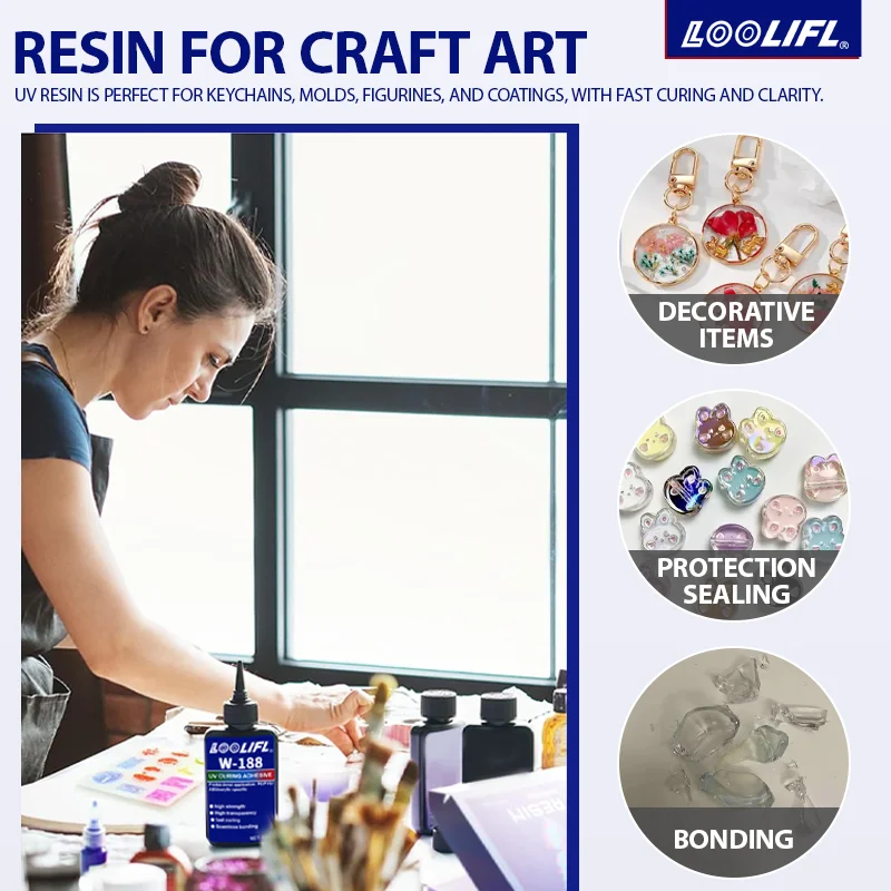 UV Resin Glue Transparent Epoxy Resin UV Glue Ultraviolet Curing Quick Drying Adhesive UV Lamp DIY Resin Jewelry Making Supplies