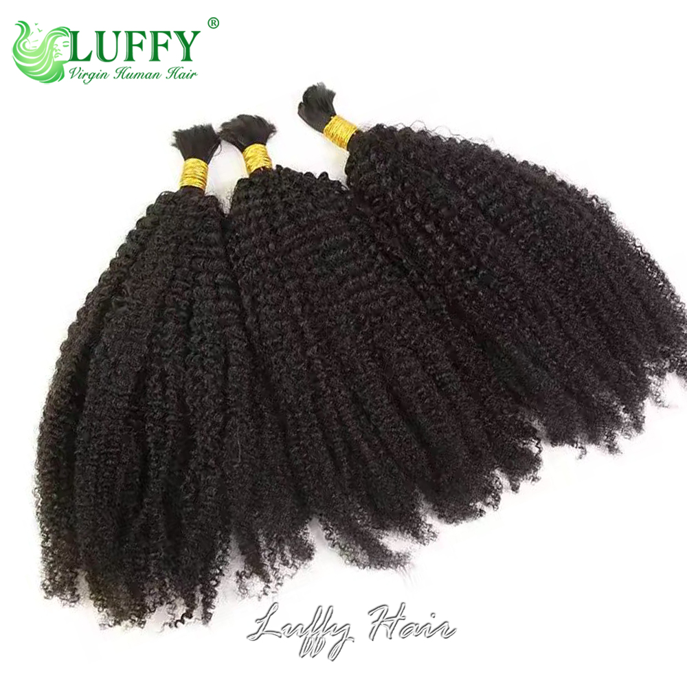 Extensiones de cabello humano rizado Afro mongol para mujeres negras, extensiones de mechones para trenzar sin trama