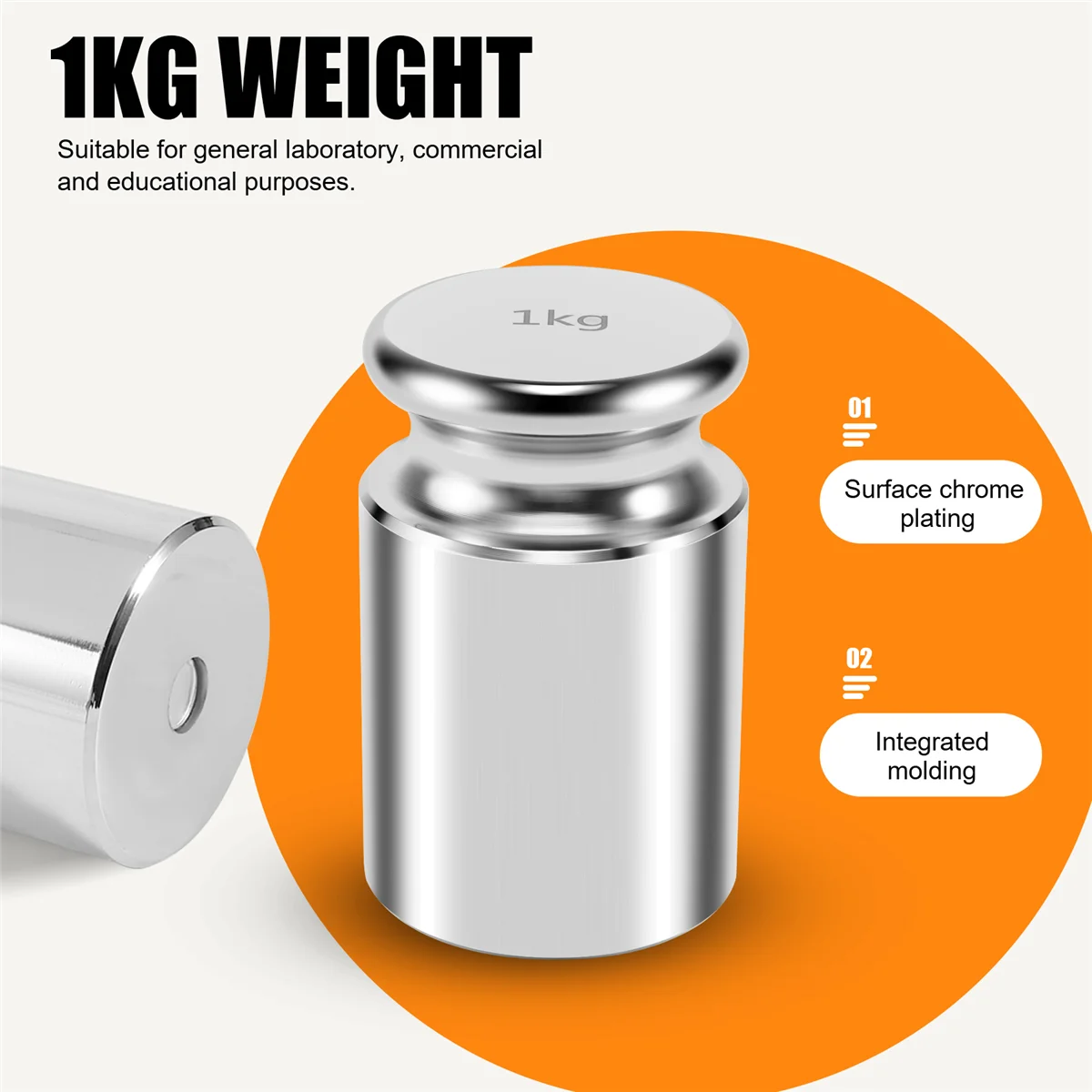 BABQ Calibration Weight for AWS Digital Scale, Carbon Steel, Chrome Finish, 1000G (1KG WGT)