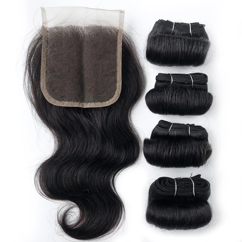 Onda do corpo brasileiro pacotes com fechamento pacotes de cabelo humano com fechamento extensões tecer cabelo humano 1b 27 30 cor borgonha