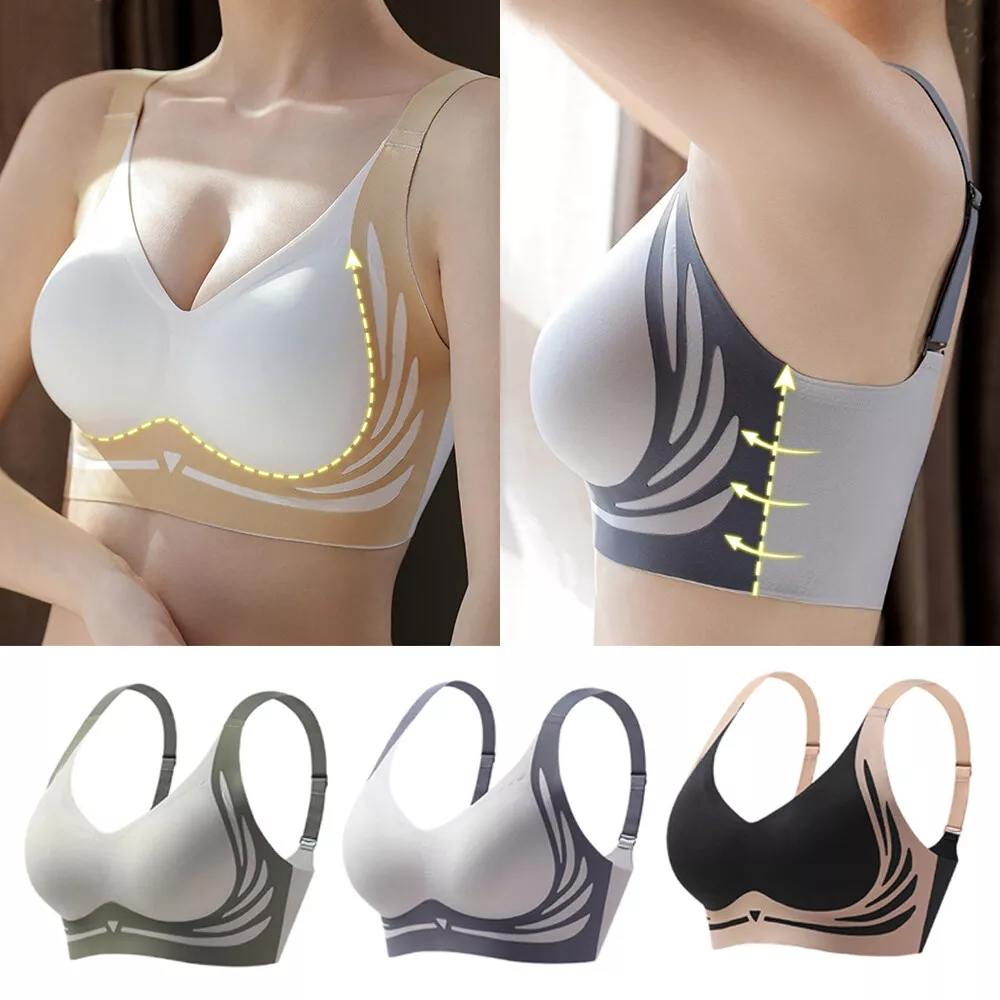 Intimo da donna senza cuciture con scollo a V, senza anello in acciaio, piccolo petto raccolto, reggiseno superiore sottile, confortevole e regolabile, traspirante