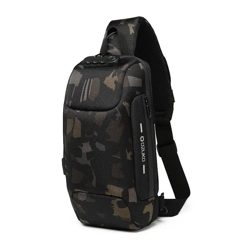 Ozuko multifuncional crossbody saco para homens anti-roubo ombro mensageiro sacos masculino à prova dwaterproof água curta viagem saco de peito ombro novo