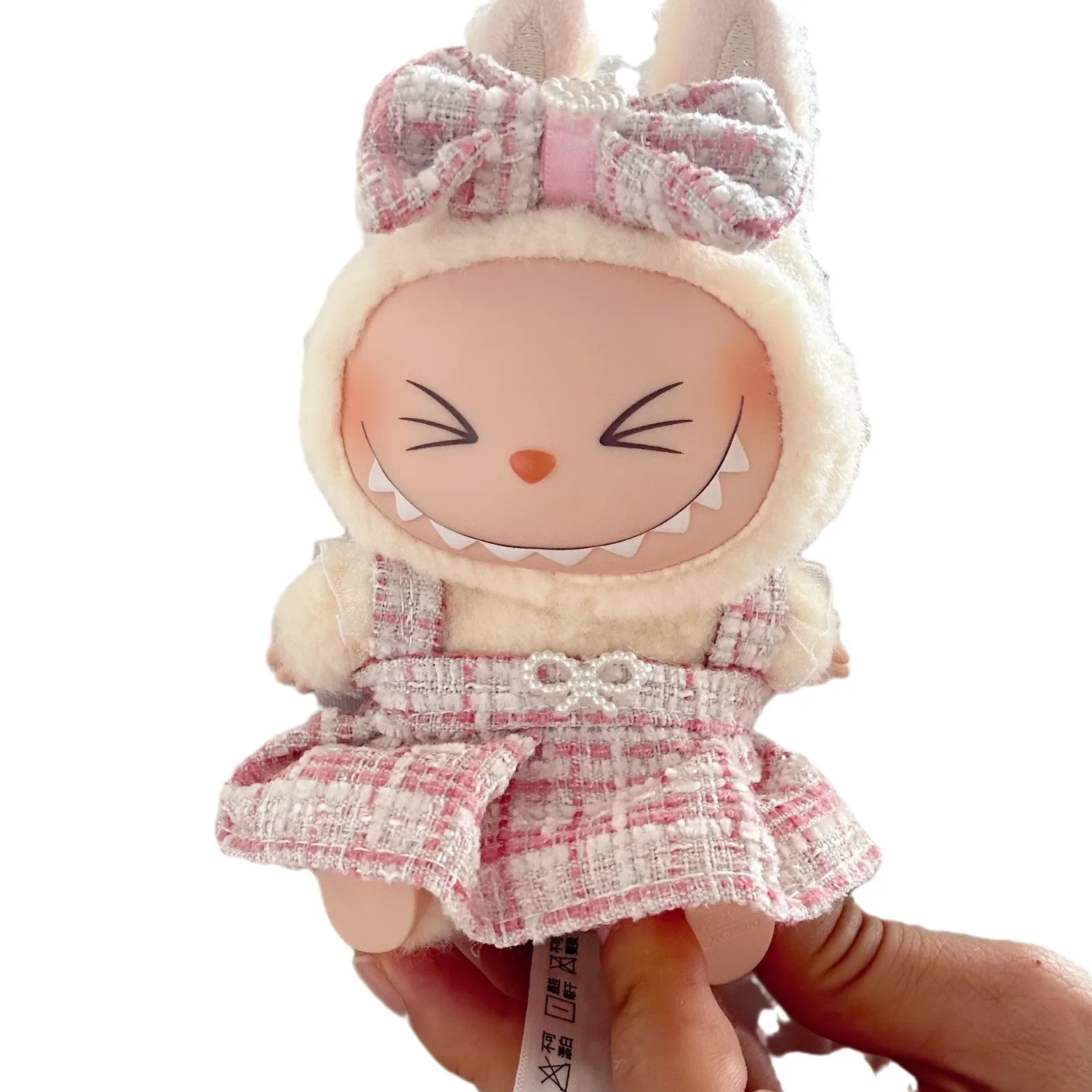 17 センチメートル Labubu 人形服かわいいミニぬいぐるみ人形の服モンスター衣装アクセサリープリンセスドレスパールミニピンク ES06O