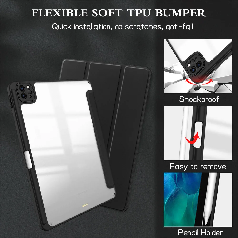 Smart Case for iPad Air 11 inch M2 M3 2025 2024 A16 11th Air 5th 4th Gen Pro11 13 M4 M2 Air 13 M2 M3 iPad 10th 9th 8 7 10.2 10.5
