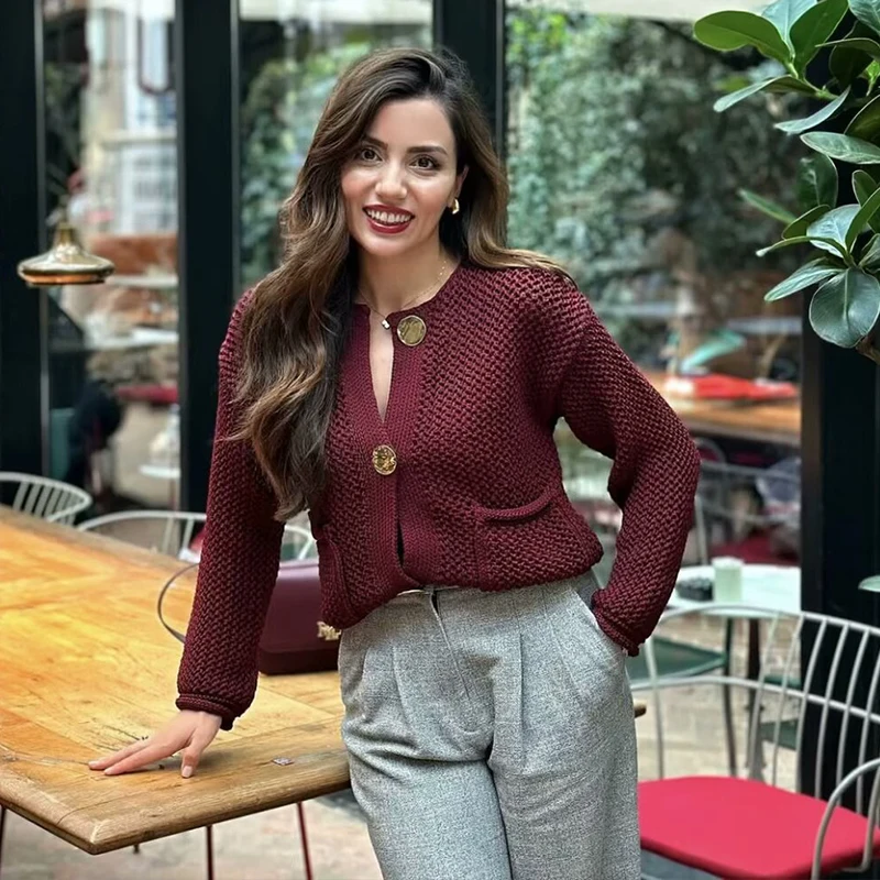 2025 herbst Winter Gestrickte Strickjacken Für Frauen Casual-Taste Lange Hülse Weibliche Pullover 2024 Mode Lose Dame Strickjacken Mantel