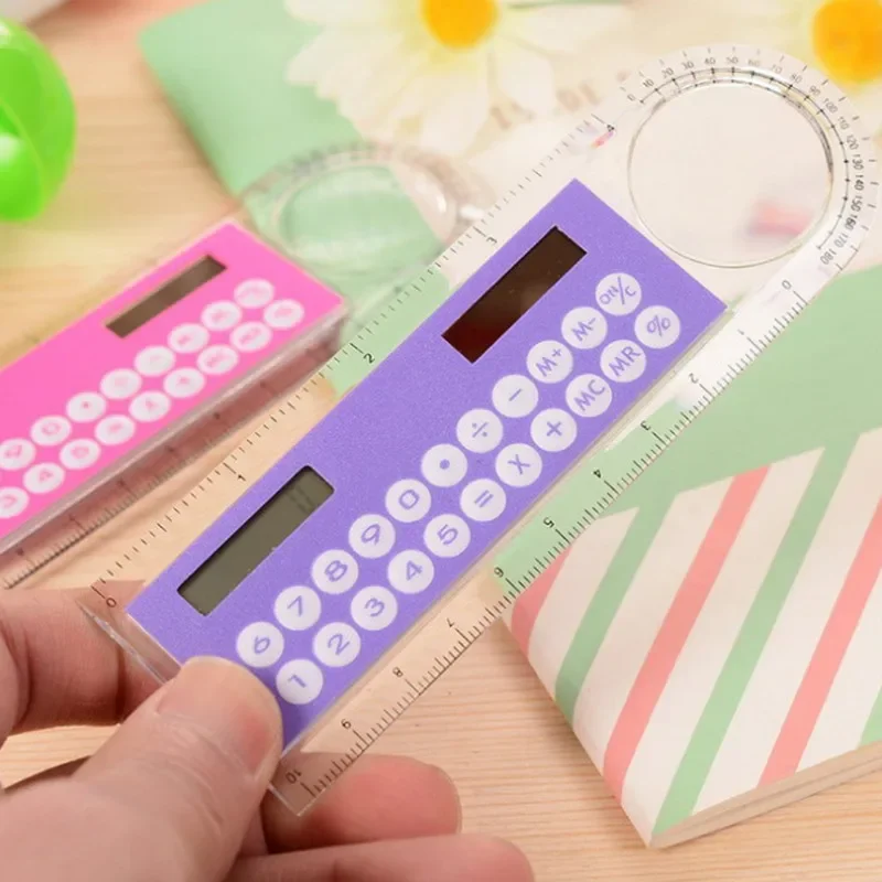 10cm Ruler Calculator Solar Power Card Mini Calculation Student Arithmetic Multifunctional Calculator Computer Digital Caliper