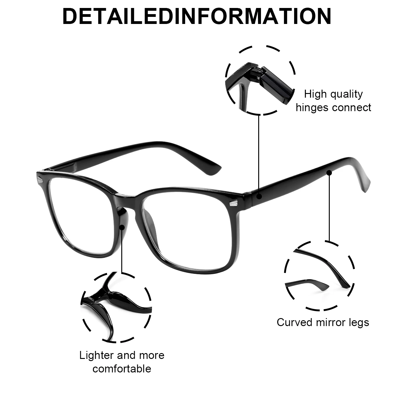 1/2/3/4/5PCS VOPHA Lunettes de lecture à mise au point automatique Cadre PC léger, design unisexe |   Idéal pour l'utilisation sur ordinateur et choix cadeau parfait