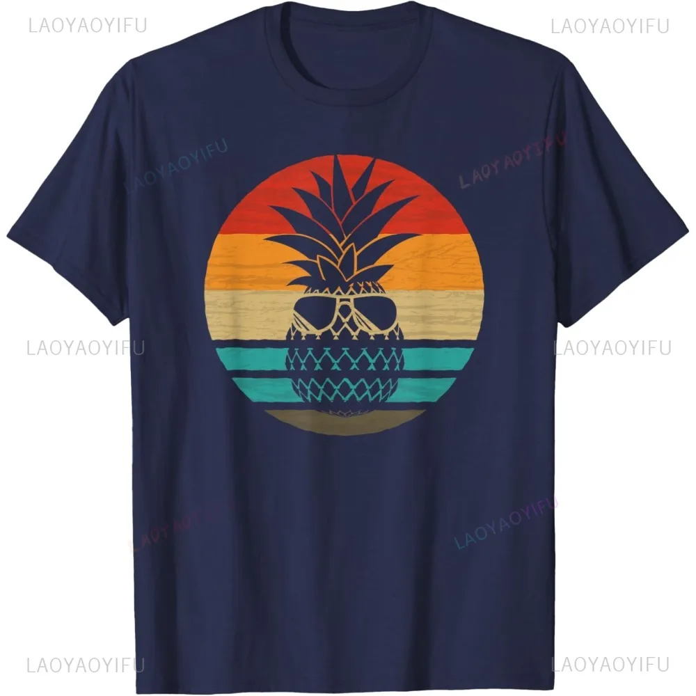 Kaus Pecinta Ananas Gaya Retro Nanas Cetak Grafis Buah Lucu Kaus Pria Y2k Pakaian Jalanan Longgar Mode Kasual Hip Hop