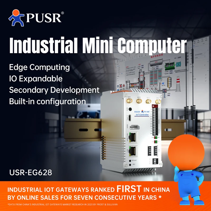 PUSR Industrie-PC ARM-basierter eingebetteter Computer CAT4 WiFi Ethernet Linux Edge Computing Erweiterbarer IoT-Controller IPC USR-EG628