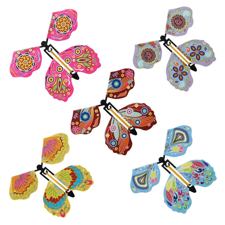 10PCS Zufällige Farbe Magie Fliegende Schmetterling Wind Up Spielzeug Lesezeichen Internet Celebrity Bunte Schmetterling Simulation Party Geschenk