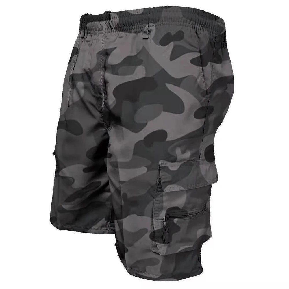 Calções táticos masculinos verão casual jogging carga shorts soltos multi-bolsos cintura elástica trabalho caminhadas macacão calças curtas