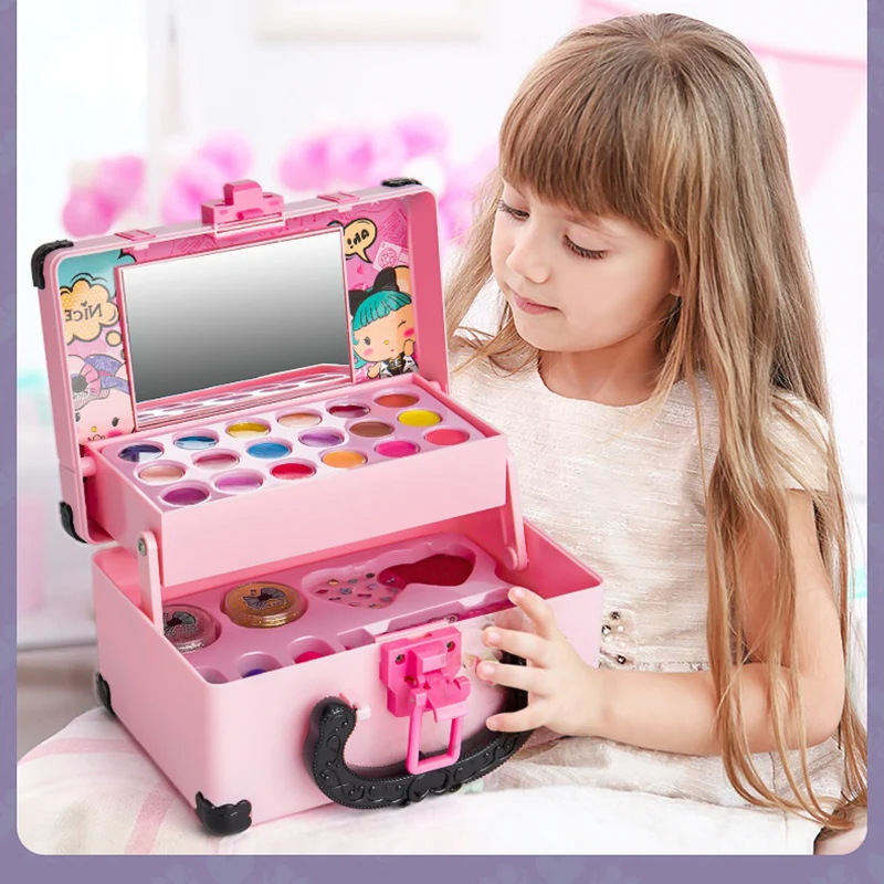 Cosmetici per trucco per bambini Scatola da gioco Trucco per principessa Giocattolo per ragazza Set da gioco Rossetto Ombretto Sicurezza Non tossico Giocattoli per bambini per ragazze