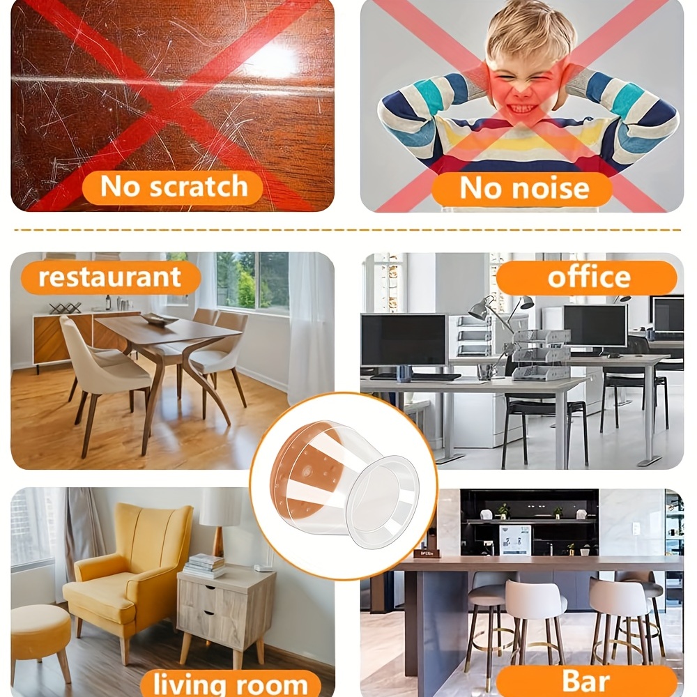 24pcs Transparent Silicone Chair Leg Covers with Felt Pads - Scratch & Noise Reduction Floor Protectors, Easy to Install