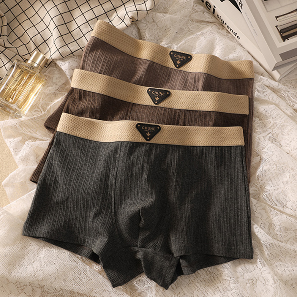 3 шт./упак., хлопковые гигроскопические дышащие трусы, мужские удобные сетчатые трусы с промежностью, мягкие однотонные полосатые мужские трусы-боксеры