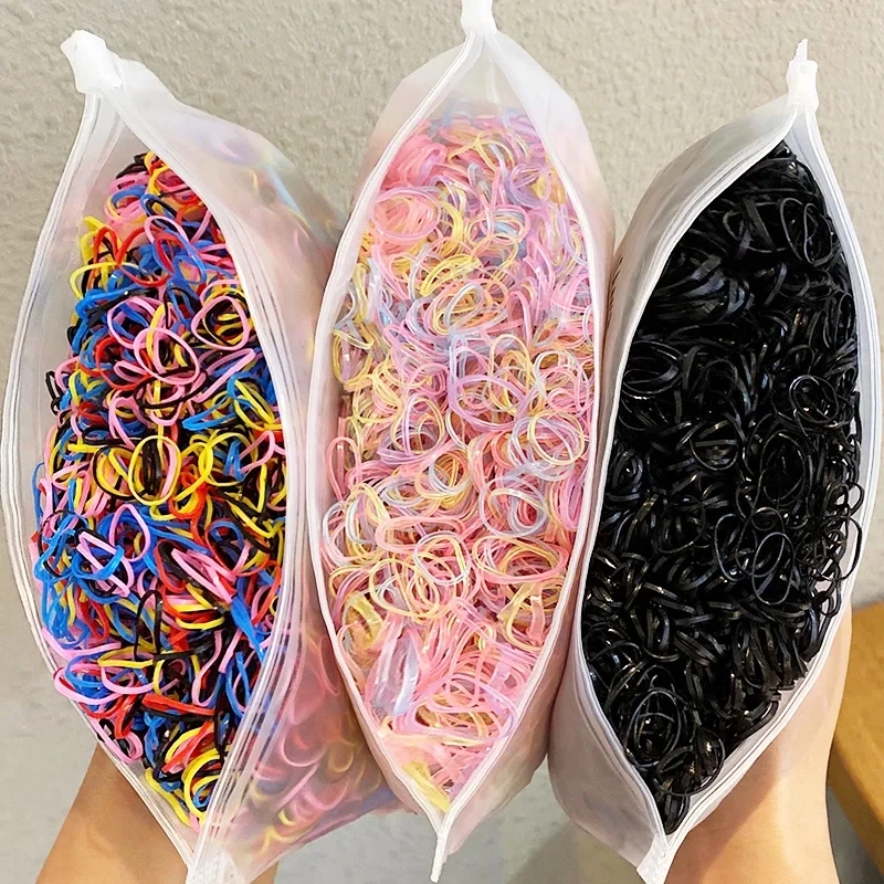 1000 unids/pack niñas coloridas pequeñas bandas de goma desechables goma para coleta titular bandas elásticas para el cabello accesorios para el cabello de moda