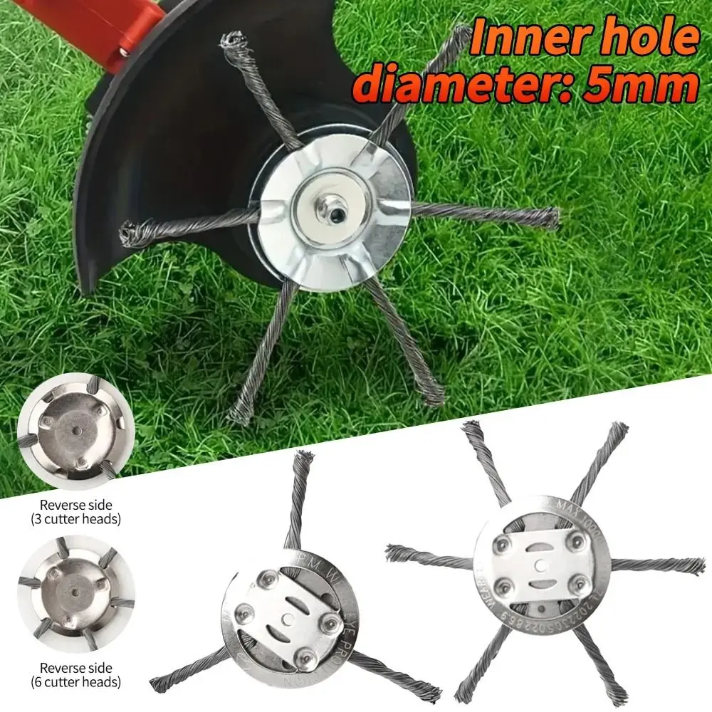 1Pcs 6 inch Universal Weed Brush Head Steel Wire Wheel Grass Trimmer Head Removal Moss Rust Lawn Mower Grass Trimmer Heads