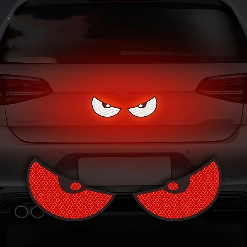 2pcs Car Demon Eye Reflective Stickers Motorcycle Improve Vehicle Visibility At Night And Driving Safety