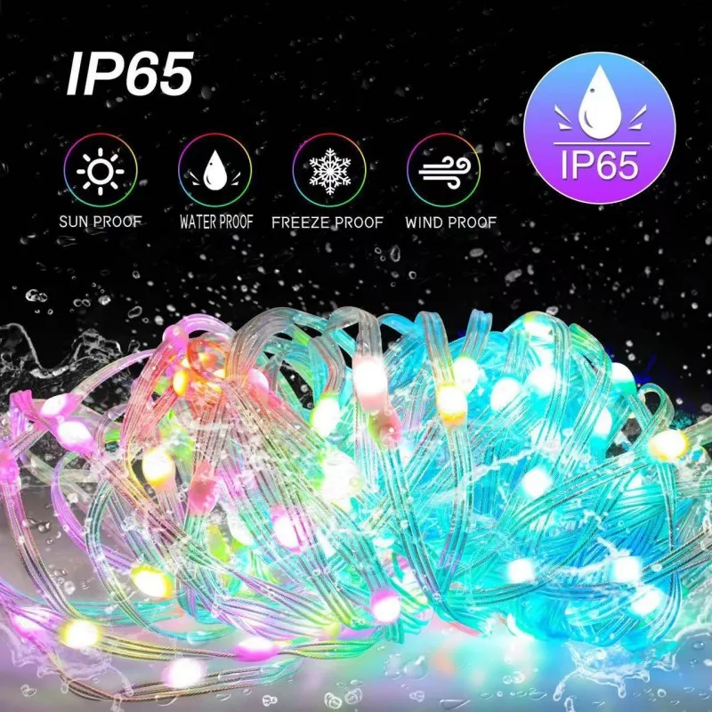5 メートル/10 メートル/15 メートル/20 メートル RGBIC USB スティングライト Bluetooth アプリ DIY LED フェアリーライトガーランド装飾クリスマス結婚式誕生日パーティー