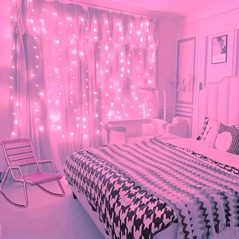 Decoración navideña para el hogar, guirnalda de luces LED con 8 modos USB, cortina de luces con Control remoto para dormitorio y boda