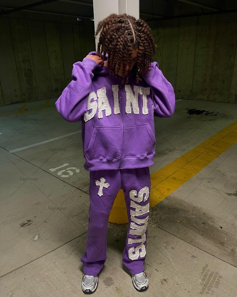 Y2k-pantalones de pierna ancha coloridos americanos para hombre y mujer, pantalón de punto con letras bordadas, Retro, informal, de gran tamaño