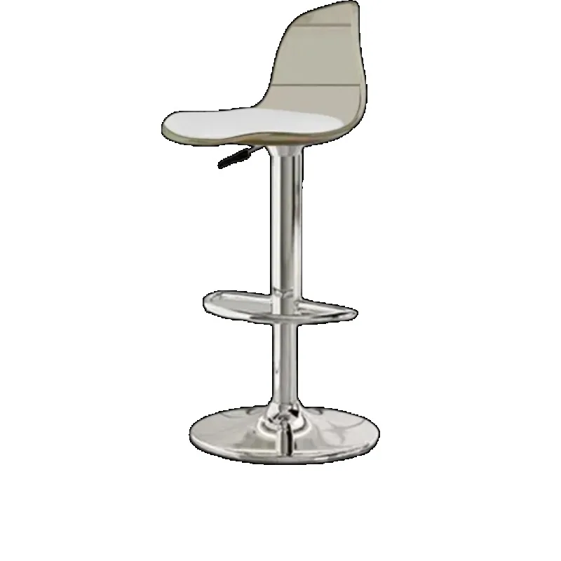 Sedie da Bar girevoli in acrilico rosa trasparente barbiere metallo bianco sedie da Bar cucina alta Chaise regolabile mobili di Design