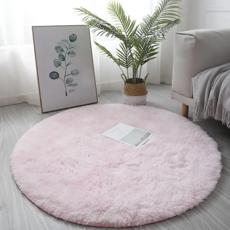 Tappeto rotondo in peluche ultra morbido: soffice tappeto bianco per soggiorno, decorazioni per la casa e camera da letto, camera da letto e cameretta dei bambini