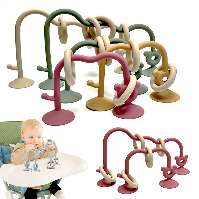 Jouet d'aspiration de chaise haute pour bébé, sans BPA, jouet de bain Montessori dos, jouets de dentition mentaires oriels en silicone, jouets à mâcher, 6, 12, 18 mois