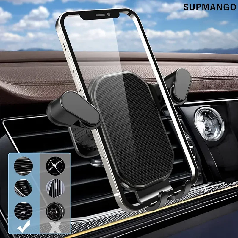 Nuevo soporte para teléfono de coche por gravedad, gancho para salida de aire, soporte para teléfono con rotación de 360 grados, soporte para teléfono inteligente para coche, colocación con una sola mano