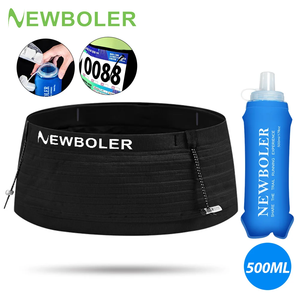 NEWBOLER กีฬายืดหยุ่นเอวกระเป๋า Pack Running Race Number เข็มขัด Triathlon Marathon Race ขี่จักรยาน Mountaineering โทรศัพท์เอวกระเป๋า