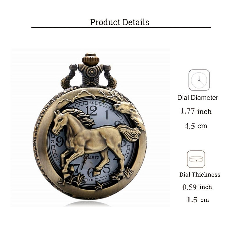Buy 1 Get 1 Random 2 Pieces Vintage Bronze Pocket Watch, with Necklace Pendant World-Time Feature, Gift Clock For Men and Women