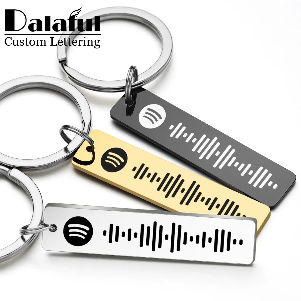 LLavero de código Spotify personalizado, nombre grabado, canción, música, canción escanable, llavero, soporte de cadena, regalo para pareja P040