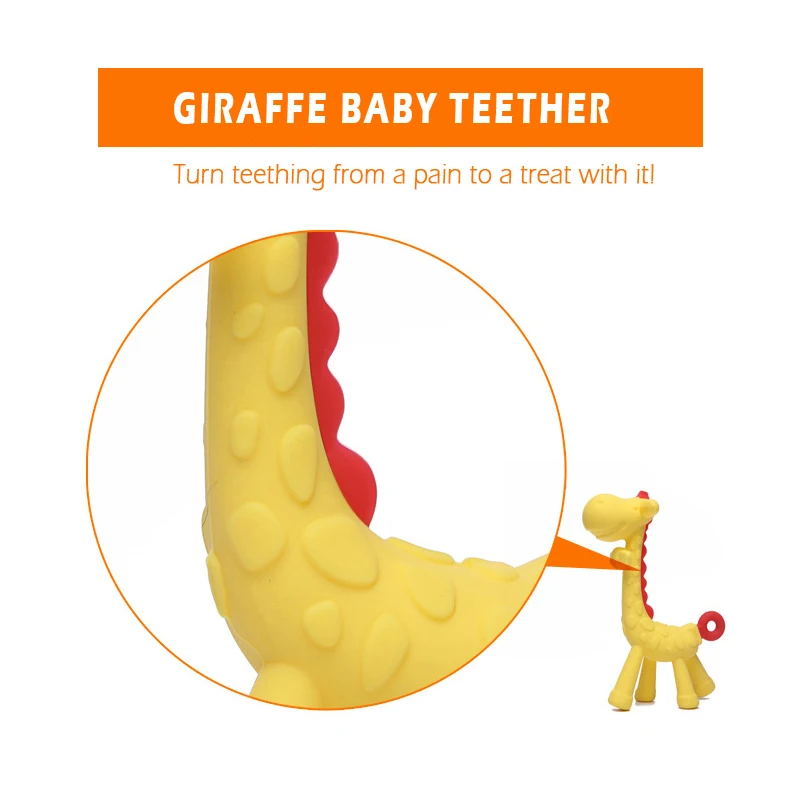 MAMIJOY 1 stks Siliconen Bijtringen Giraffe Cartoon Baby Ring Bijtring BPA Gratis Siliconen Chew Charms Baby Tandjes Tanden Gift Speelgoed
