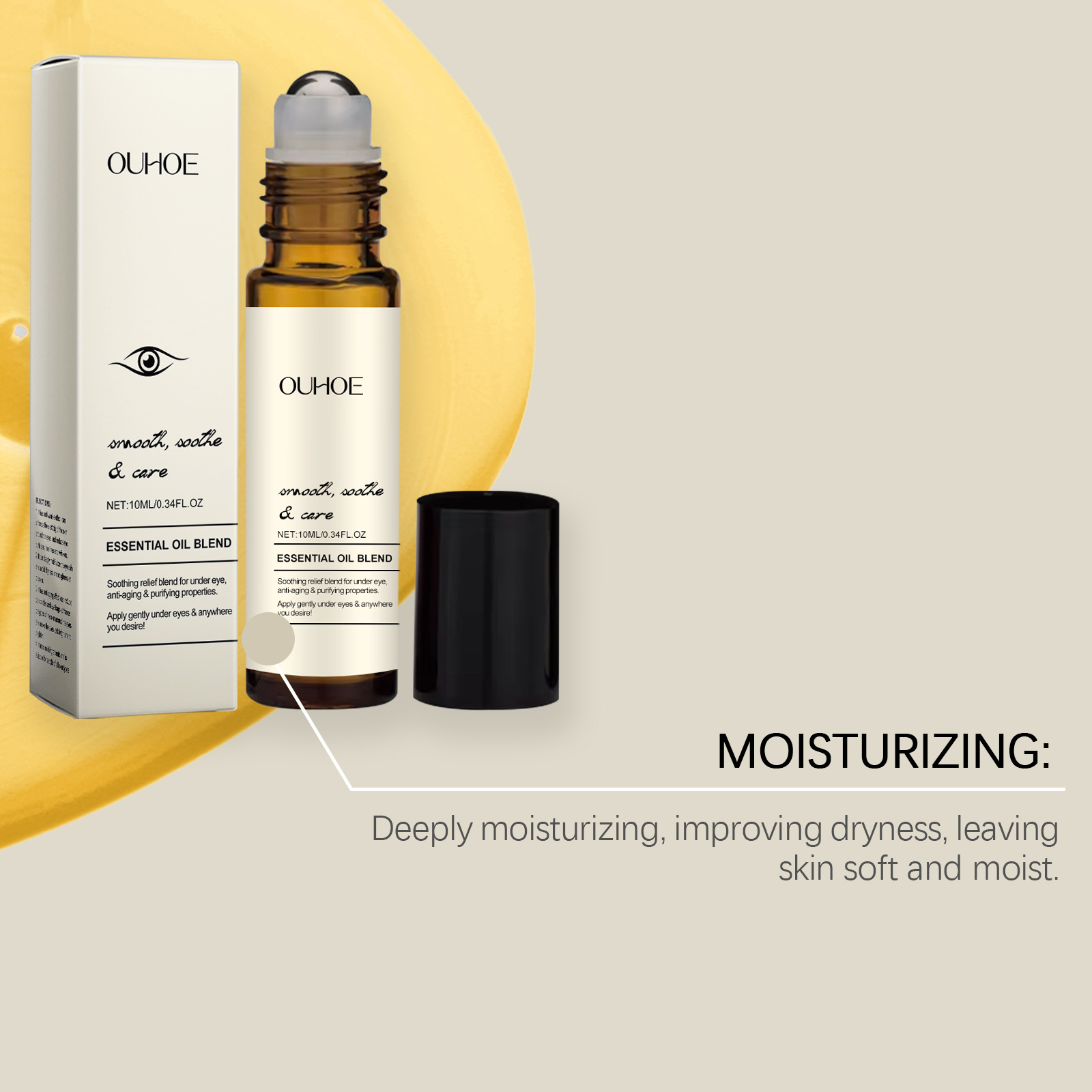 Huile essentielle à bille raffermissante pour les yeux, élimination des cernes, Lifting des rides, réparateur de la peau des yeux, soin hydratant pour les yeux, 10ml