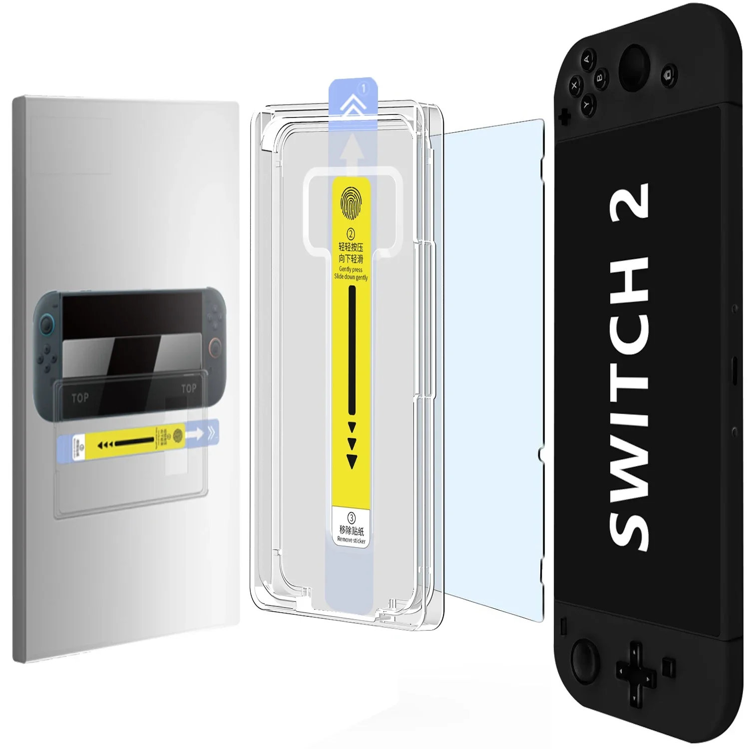 Para Nintendo Switch2 Protector de pantalla de vidrio templado con kit de alineación, dureza 9H, sin burbujas, antiarañazos, sin polvo, 8 pulgadas 2025
