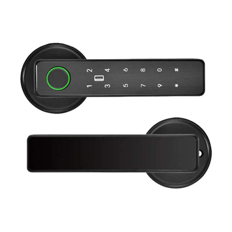 Inteligentny zamek do drzwi wewnętrznych, drewnianych/metalowych, z czytnikiem linii papilarnych, hasłem, kartą RFID IC, aplikacją Tuya SmartLife, WiFi, zdalnym sterowaniem, Deadbolt