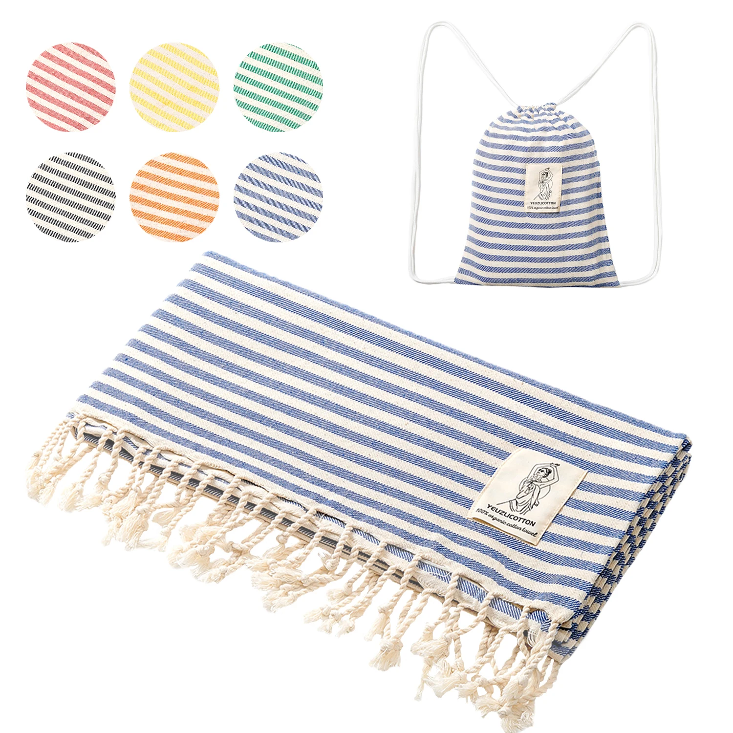 YEUZLICOTTON Bán Cao Cấp Sọc TUA RUA 100% Cotton Xông Hơi Spa Tắm Cho Gia Đình 100*180CM Du Lịch Thổ Nhĩ Kỳ lớn Đi Biển