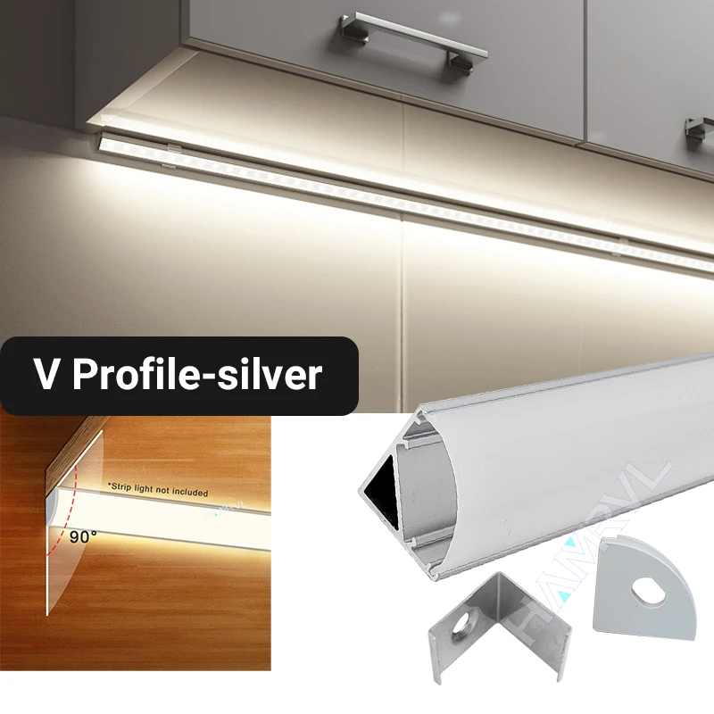 0,5 m/Stück V/U/YW Stil LED Aluminium Profil Schwarz Kanal Halter PC Abdeckung Bar Lampe für Schrank Schrank Dekor Linear Streifen Licht