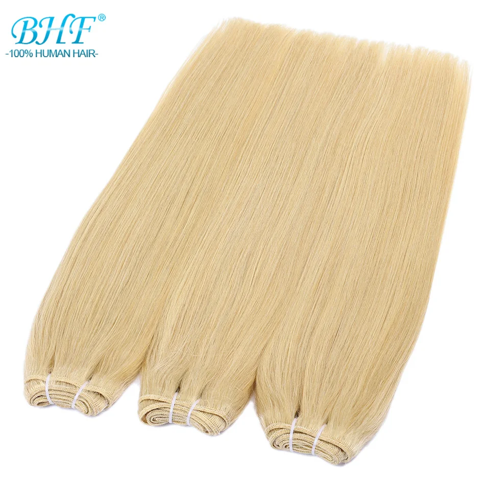 ตรงผมมนุษย์ยุโรป Remy มนุษย์ผมสานเย็บ Weft Extensions ผมธรรมชาติสีน้ําตาลสีบลอนด์ 14 "-28 นิ้ว BHF