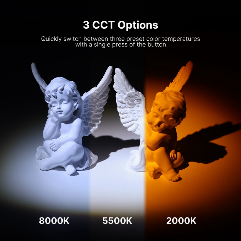 Ulanzi LM07 Videography Flashlight Bi-Color Dimmable Brightness Zoomable Light Photography Videolight 2000-8000K CCT for Outdoor