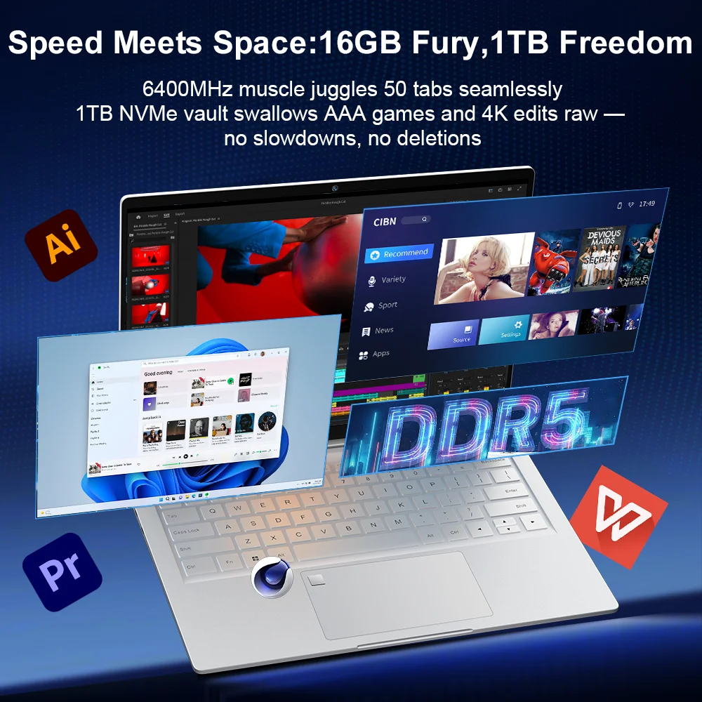 Ninkear S14 laptop touchscreen tablet AMD Ryzen ™   5 7535HS 14 inch 16 GB LPDDR5 1 TB SSD Computer Notebook Wifi 6