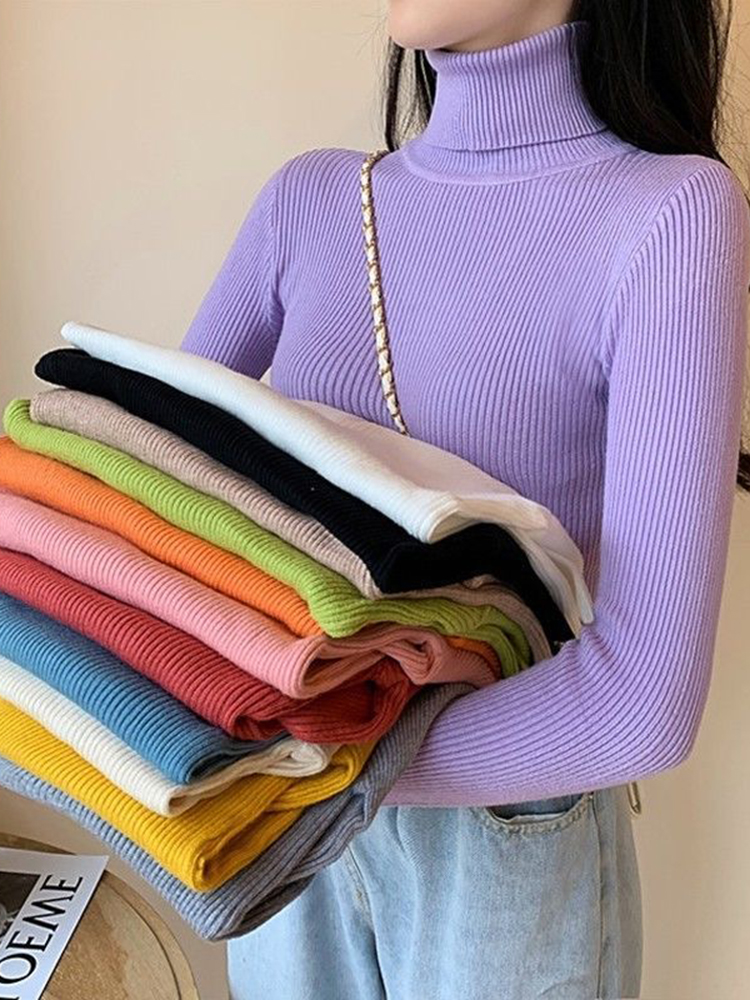 JMPRS водолазка свитер женский модный простой зимний пуловер джемпер высокоэластичный вязаный осенний женский базовый топ повседневная блузка