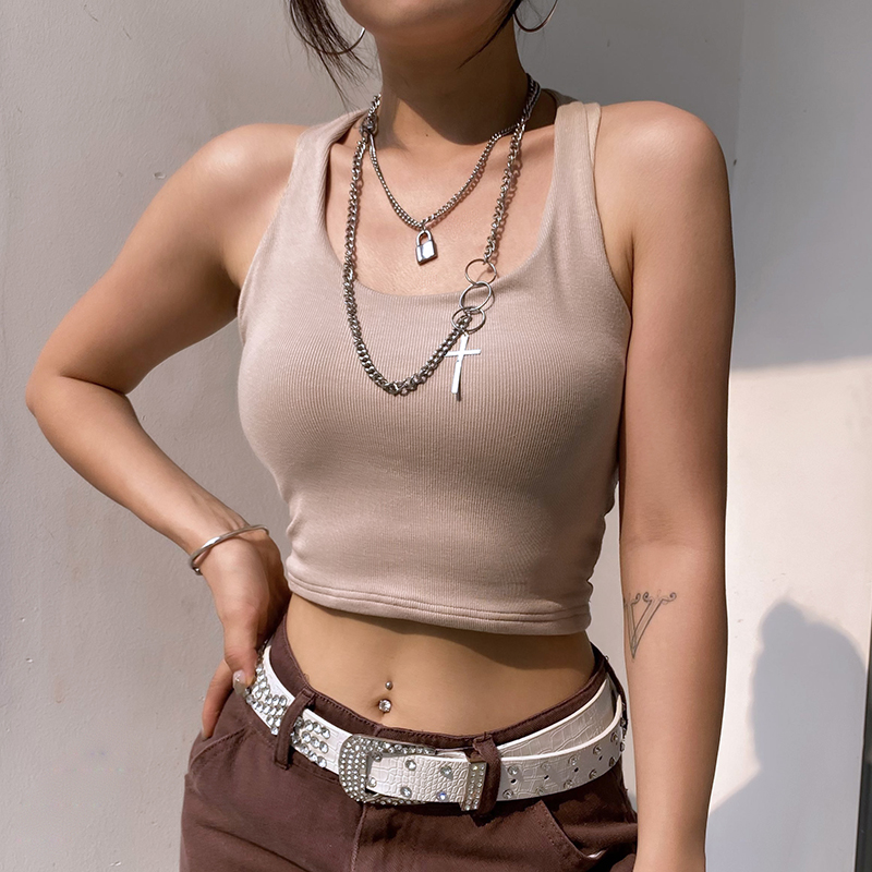 BIIKPIIK-Gilets dos nu basiques pour femmes, licou, précieux, simple, décontracté, solide, coupe couvertes, été, élégant, tout match, dame, sport, Y