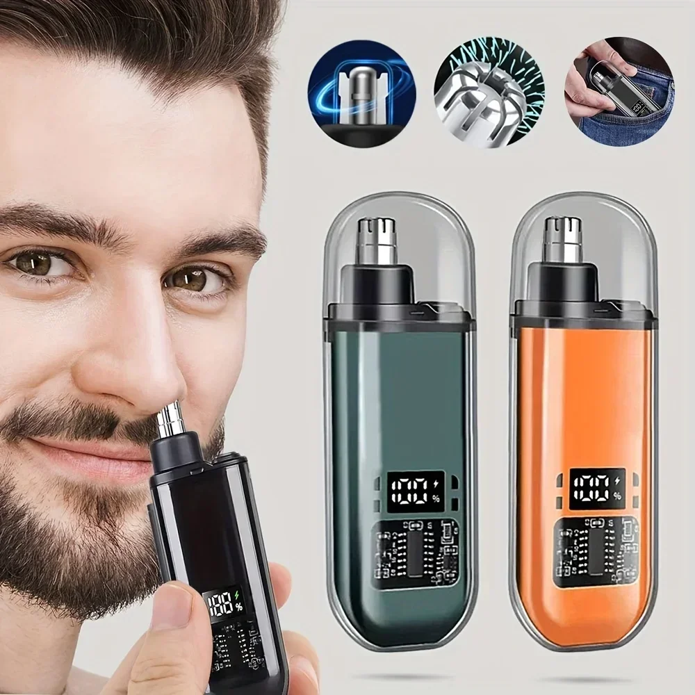 Tondeuse à cheveux pour nez et oreilles pour hommes, rechargeable par USB C, portable, charge rapide, kit de toilettage compact