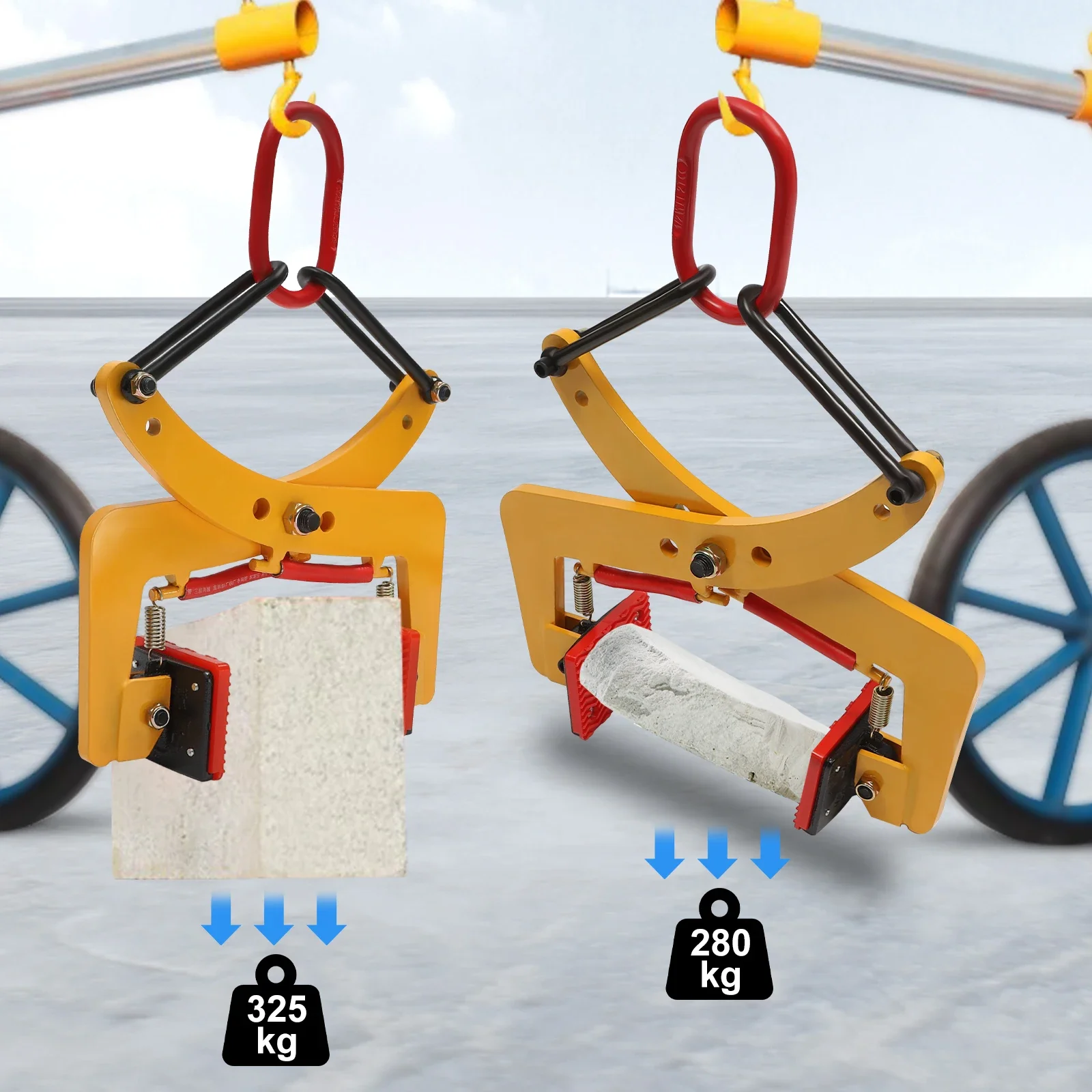 Pince à pierre 280kg/325kg, pince de décalage pour brique avec anneaux d'extrémité pour le levage et le transport, pierre de bois