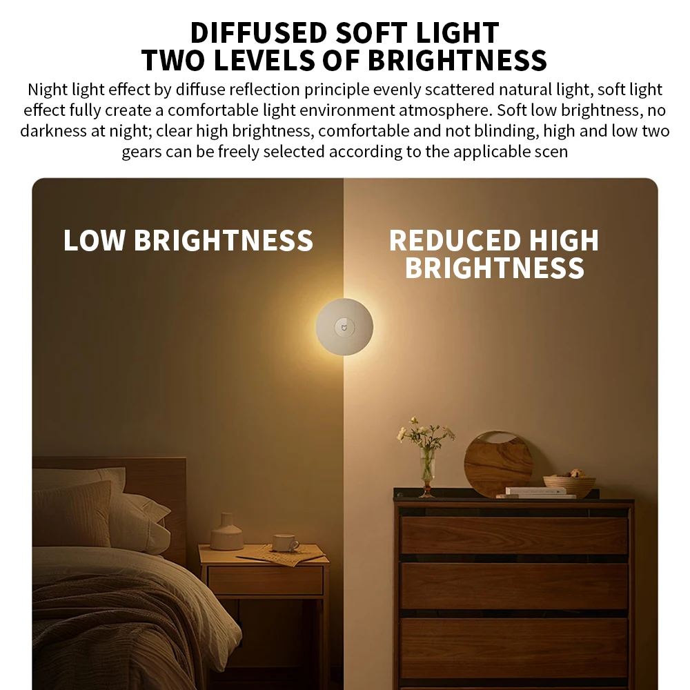 Luz nocturna Original XIAOMI Mijia, 3 brillos ajustables, Sensor de cuerpo humano inteligente infrarrojo, Base magnética para vida en casa inteligente