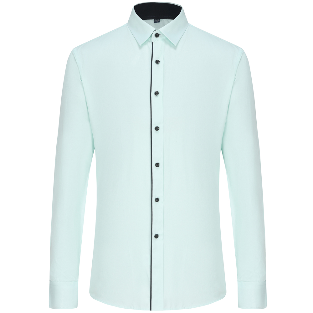 Klassisches, langärmliges, solides Basic-Hemd für Herren, bequemes, halbformelles Business-Social-Standard-Passform, pflegeleichtes Bürohemd