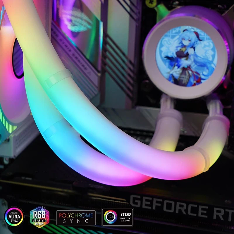 JUMPEAK Flexible 5V ARGB LED Tube néon bande lumineuse housse pour PC de jeu 120 240 360 AIO CPU eau liquide refroidisseur Modding