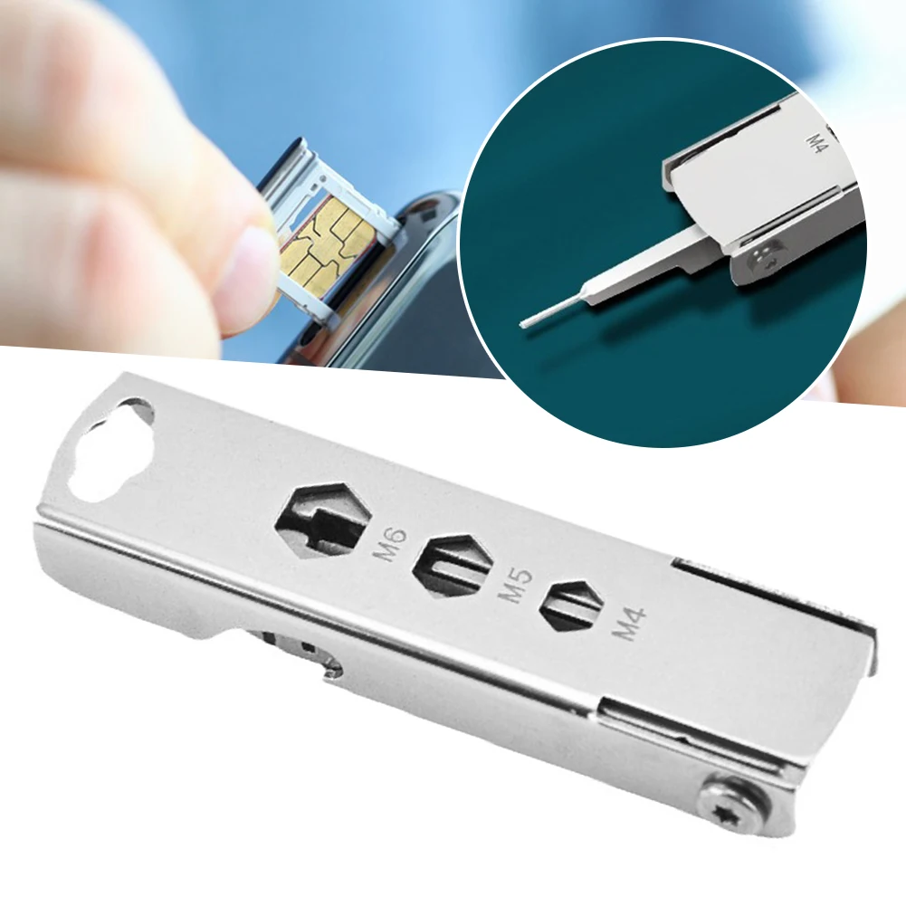 Multifunktionaler 7-in-1-Schlüsselanhänger, SIM-Kartenfach, Auswurfstift/Schraubendreher/Flaschenöffner/Nagelfeile, 7-in-1-Werkzeug, tolle Geschenkidee