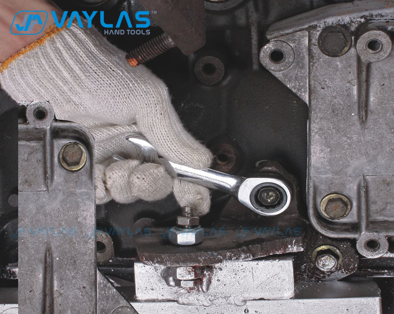 Mini herramienta de llave de trinquete de 8-19mm, llave ultracorta, llave combinada de trinquete rechoncha, pulido de espejo 72T, reparación de automóviles para el hogar, 1 ud.