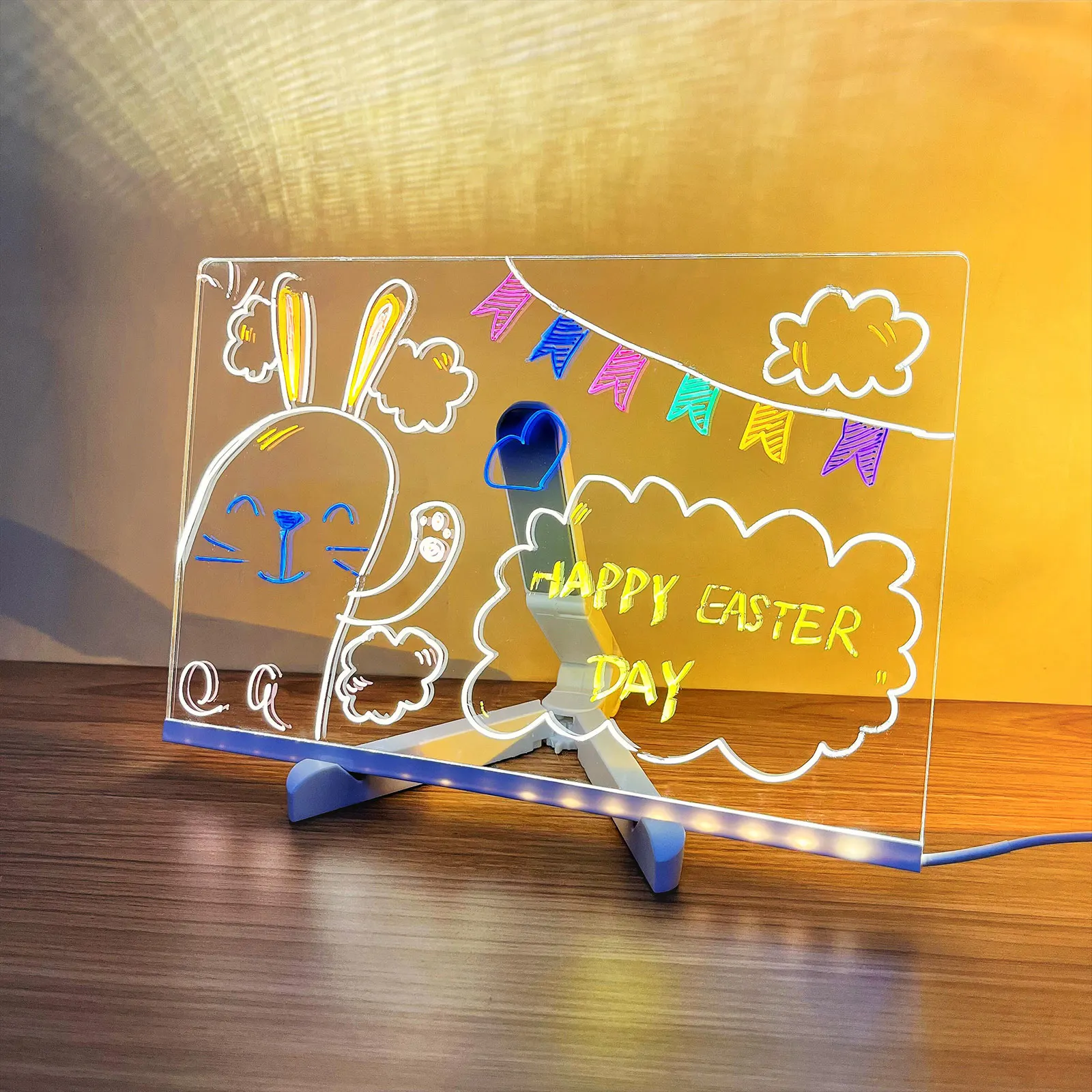 Lampada da tavolo da disegno a LED incandescente Bacheca per appunti in acrilico trasparente Memo cancellabile Luce notturna USB Regali di Natale di compleanno